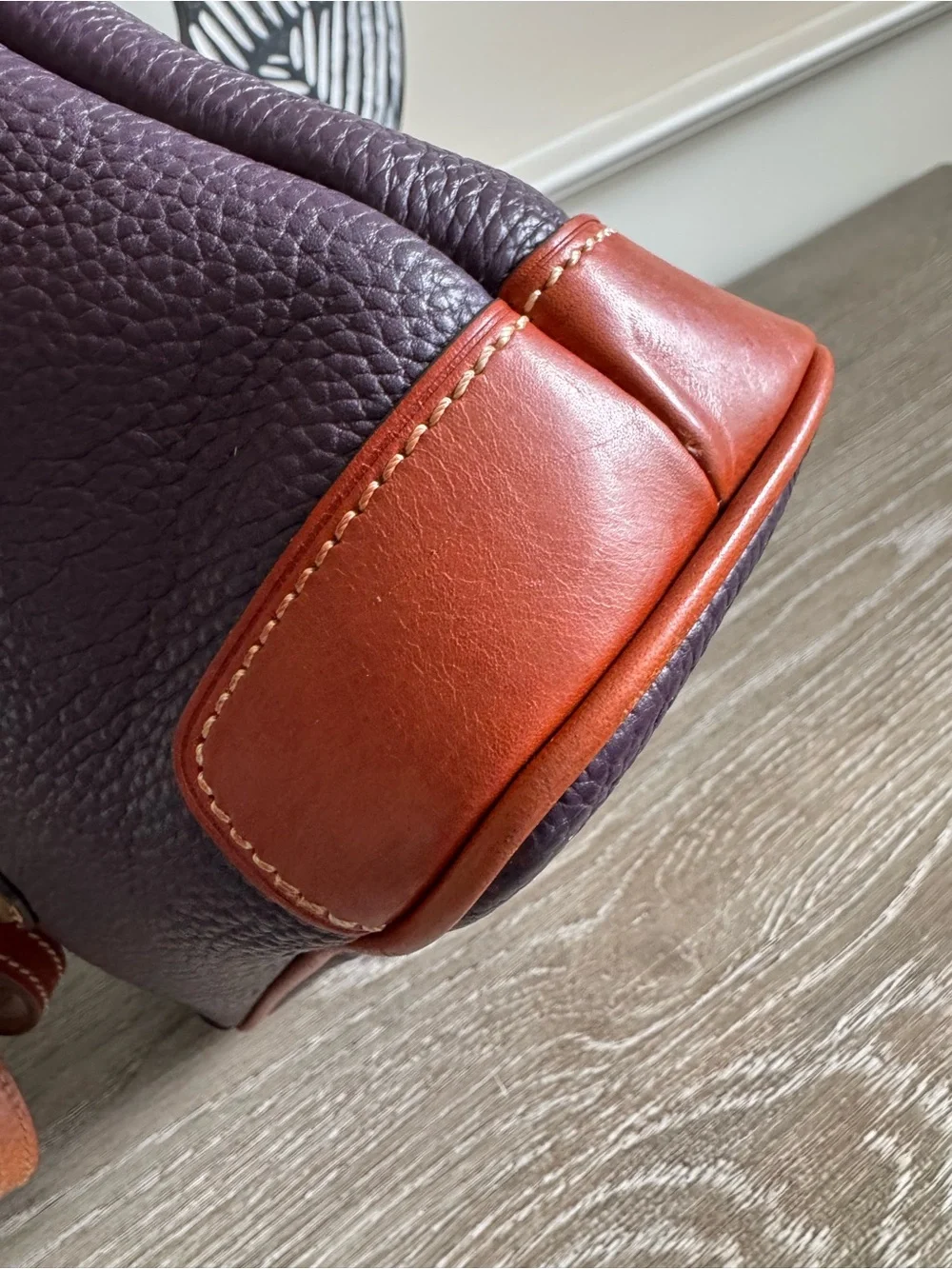 Dooney & Bourke Purple Pebble Leather Crossbody with Tan Trim